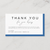 Eenvoudig modern blauw handgeschreven script dank  visitekaartje (Achterkant)