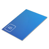 Eenvoudig Modern Blauw Ombre Gradient & Monogram Notitieblok (Schuin)