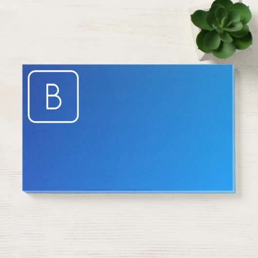 Eenvoudig Modern Blauw Ombre Gradient & Monogram Post-it® Notes (Kantoor)