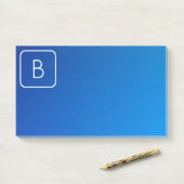 Eenvoudig Modern Blauw Ombre Gradient & Monogram Post-it® Notes (Op bureau)