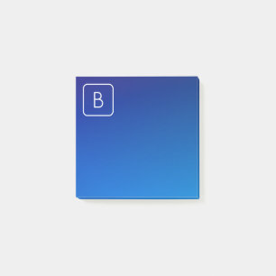 Eenvoudig modern blauw ombre-verloop & monogram post-it® notes