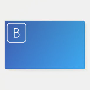 Eenvoudig modern blauw ombre-verloop & monogram post-it® notes