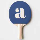 Eenvoudig Modern Blauw Vet Retro Monogram Initiaal Tafeltennisbatje (Voorkant)