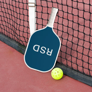 Eenvoudig Modern Blauw Wit Monogram Initialen Pickleball Paddle