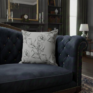Eenvoudig Modern Bloemen Boho Patroon Licht Grijs Kussen