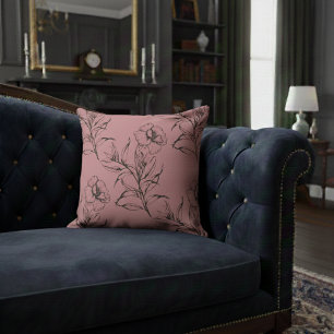 Eenvoudig Modern Bloemen Boho Patroon Pastelroze Kussen