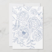 Eenvoudig modern Blue Floral Wedding Kaart (Achterkant)