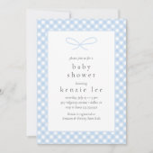 Eenvoudig Modern Blue Plaid Bow Baby shower Kaart (Voorkant)