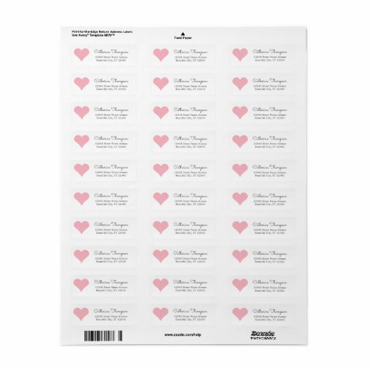 Eenvoudig Modern Blush Roze Hart Girly Script Naam Etiket (Full Sheet)