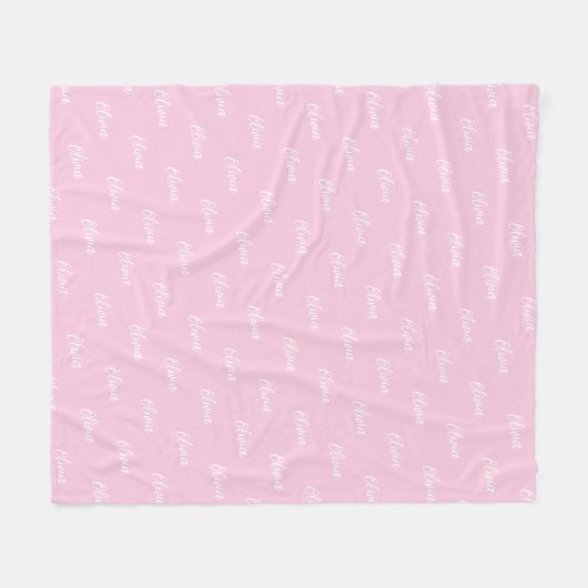 Eenvoudig Modern Blush Roze Script Herhalende Naam Fleece Deken (Voorkant (Horizontaal))