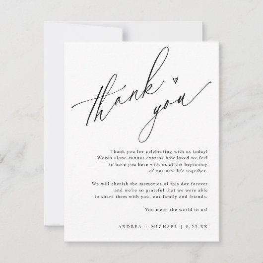 Eenvoudig modern boorhandje getekend hart bedankkaart (Voorkant)