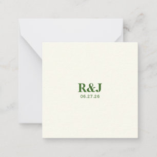 Eenvoudig Modern Bruiloft Monogram Notitiekaartje