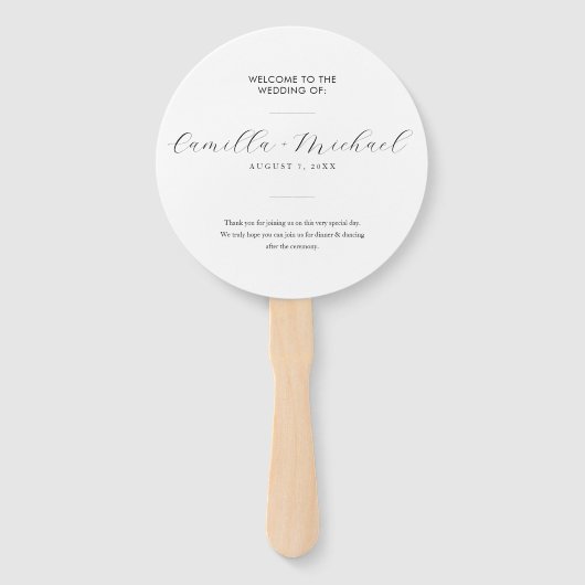 Eenvoudig Modern Bruiloft Verticaal Programma Handwaaier (Voorkant)