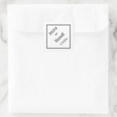 Eenvoudig modern BW Diamond Weddenschap Geometric Vierkante Sticker (Tas)