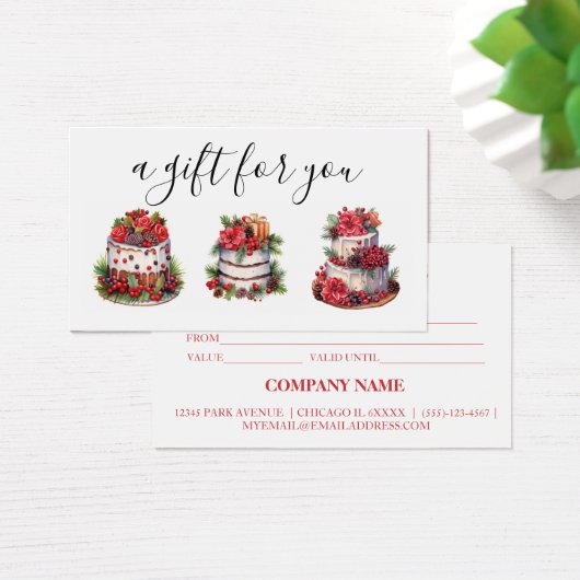 Eenvoudig modern cadeaubon bakken bakkerijtaart visitekaartje (Bureau)