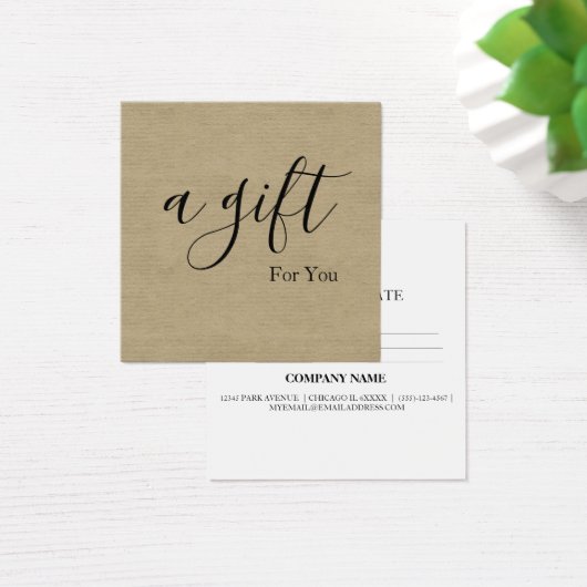 Eenvoudig & Modern Cadeaubon voor Zakelijk Gebruik Vierkante Visitekaartjes (Bureau)