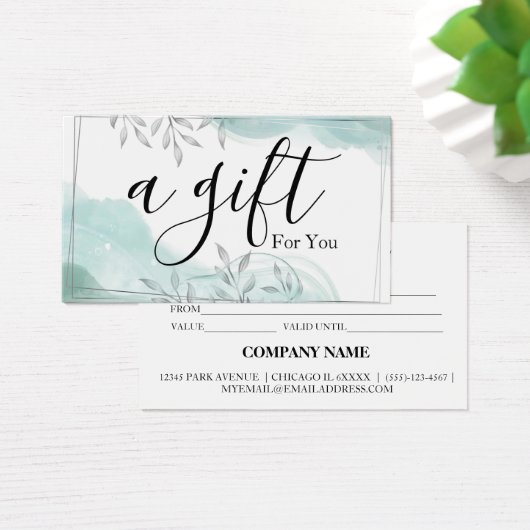 Eenvoudig & Modern Cadeaubon voor Zakelijk Gebruik Visitekaartje (Bureau)