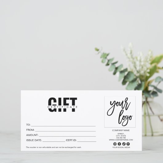 eenvoudig modern cadeaukaartcertificaat toevoegen (Staand voorkant)