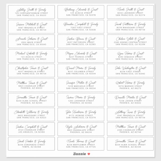 Eenvoudig modern Chic Wedding Guest Adres Sticker (Vel)