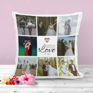 Eenvoudig Modern Chique Fotocollage Raster Liefde Kussen