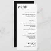 Eenvoudig modern Classy Wedding Menu (Voorkant / Achterkant)