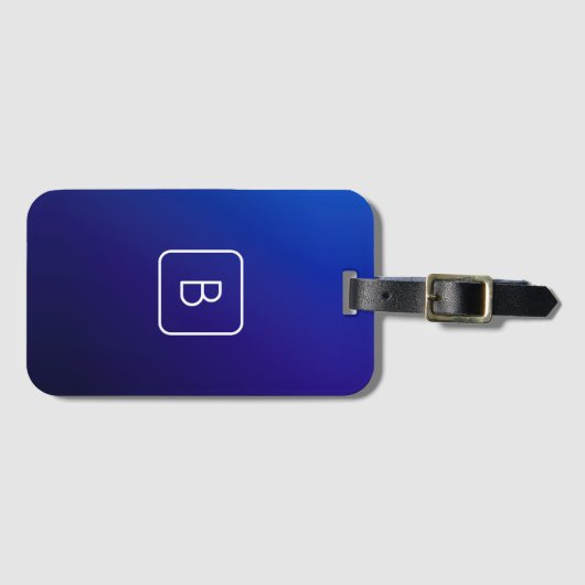 Eenvoudig Modern Donkerblauw Ombre Gradient & Mono Bagagelabel (Voorkant (horizontaal))