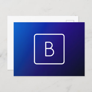 Eenvoudig Modern Donkerblauw Ombre Gradient & Mono Briefkaart