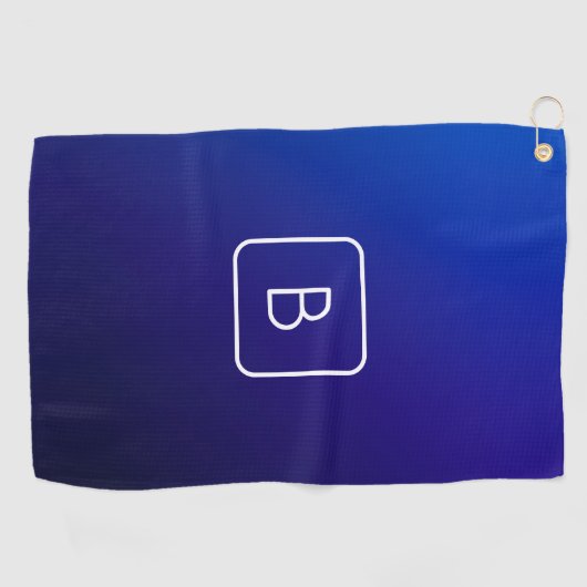 Eenvoudig Modern Donkerblauw Ombre Gradient & Mono Golfhanddoek (Horizontaal)