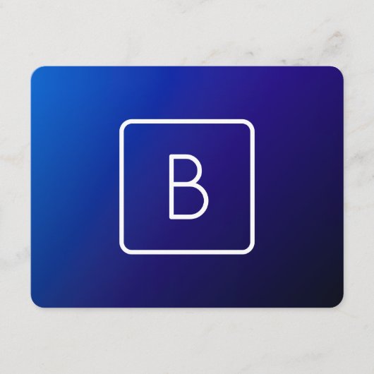Eenvoudig Modern Donkerblauw Ombre Gradient & Mono Informatiekaartje (Voorkant)