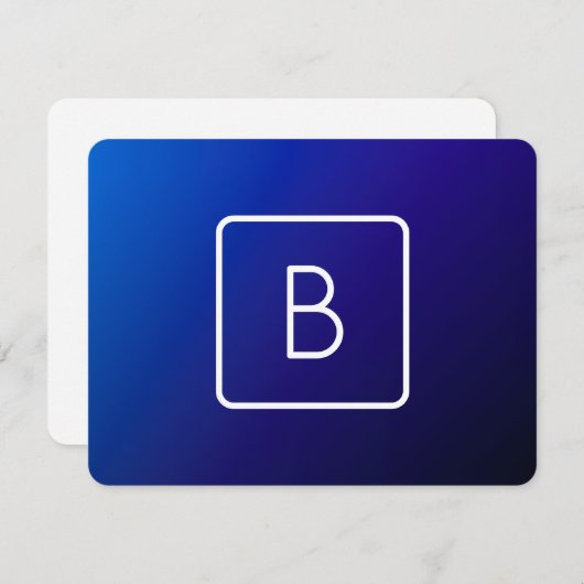 Eenvoudig Modern Donkerblauw Ombre Gradient & Mono Informatiekaartje (Voorkant / Achterkant)