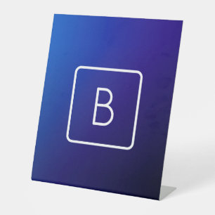 Eenvoudig Modern Donkerblauw Ombre Gradient & Mono Reclamebord Met Voetstuk