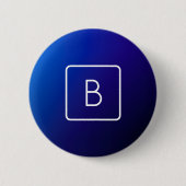 Eenvoudig Modern Donkerblauw Ombre Gradient & Mono Ronde Button 5,7 Cm (Voorkant)