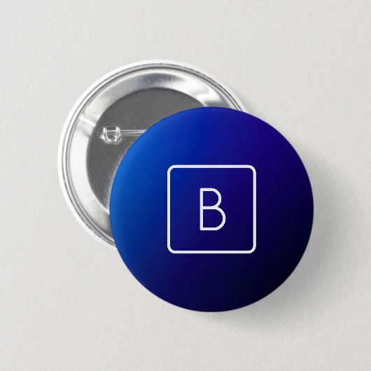 Eenvoudig Modern Donkerblauw Ombre Gradient & Mono Ronde Button 5,7 Cm (Voorkant /achterkant)