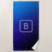 Eenvoudig Modern Donkerblauw Ombre Gradient & Mono Strandlaken (Voorkant)