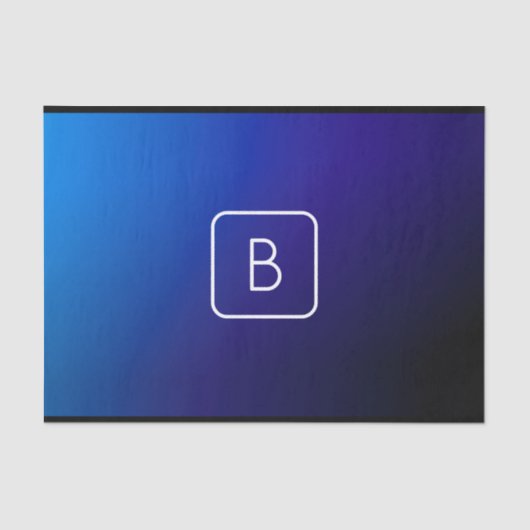 Eenvoudig Modern Donkerblauw Ombre Gradient & Mono Tissuepapier (Voorkant)