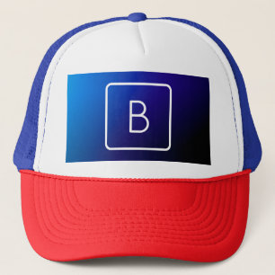 Eenvoudig Modern Donkerblauw Ombre Gradient & Mono Trucker Pet