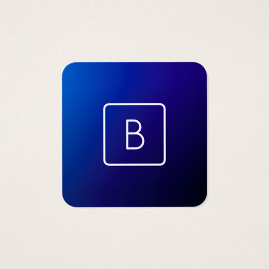 Eenvoudig Modern Donkerblauw Ombre Gradient & Mono Vierkante Visitekaartjes (Voorkant)