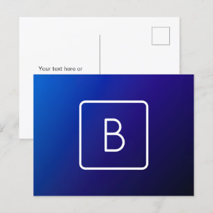 Eenvoudig modern donkerblauw ombre-verloop en mono briefkaart