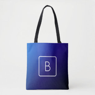 Eenvoudig modern donkerblauw ombre-verloop en mono draagtas