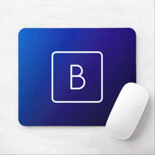 Eenvoudig modern donkerblauw ombre-verloop en mono muismat