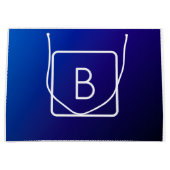 Eenvoudig modern donkerblauw verloop & monogram groot cadeauzakje (Voorkant)