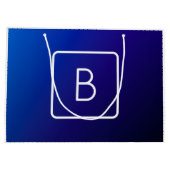 Eenvoudig modern donkerblauw verloop & monogram groot cadeauzakje (Achterkant)