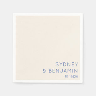 Eenvoudig modern Ecru Blue Minimal Custom Wedding Servet