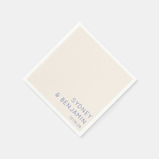 Eenvoudig modern Ecru Blue Minimal Custom Wedding Servet (Hoek)