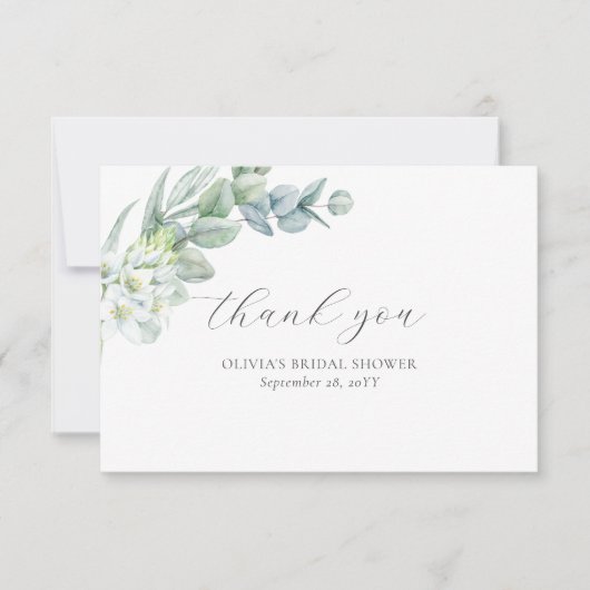 Eenvoudig Modern Elegant Boho Salie Groene Tinten Bedankkaart (Voorkant)