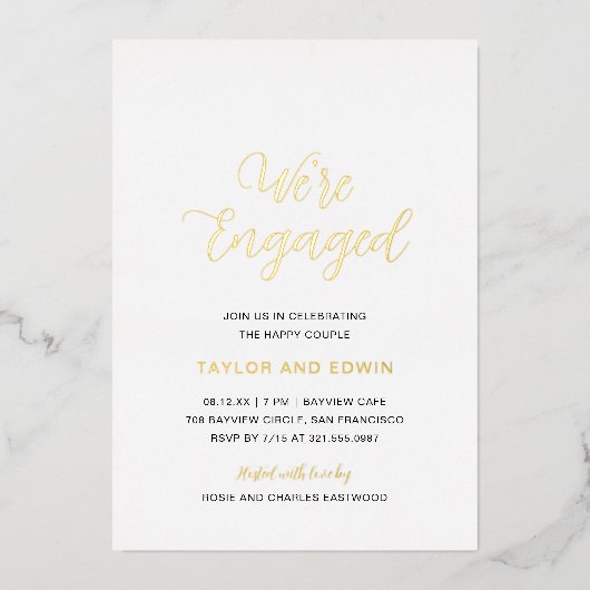 Eenvoudig, modern, elegant Enterprise Gold Folie Uitnodiging (Voorkant)