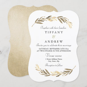 Eenvoudig modern elegant Gold Leaf Wedding Kaart