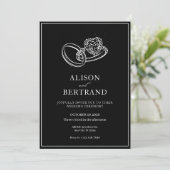 Eenvoudig Modern elegant koppel ring bruiloft Kaart (Staand voorkant)