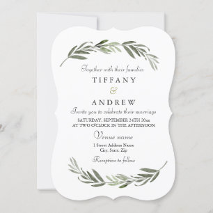 Eenvoudig modern elegant lef Wreath Wedding Kaart