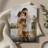 Eenvoudig Modern Elegant Script Foto Huwelijk Save The Date